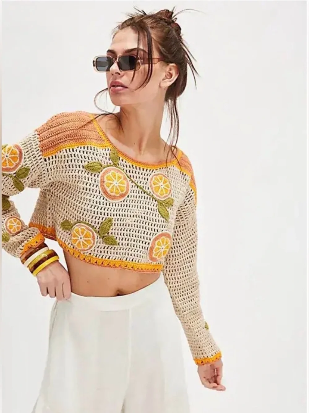 Free People Crochet Bali Citrus Crop